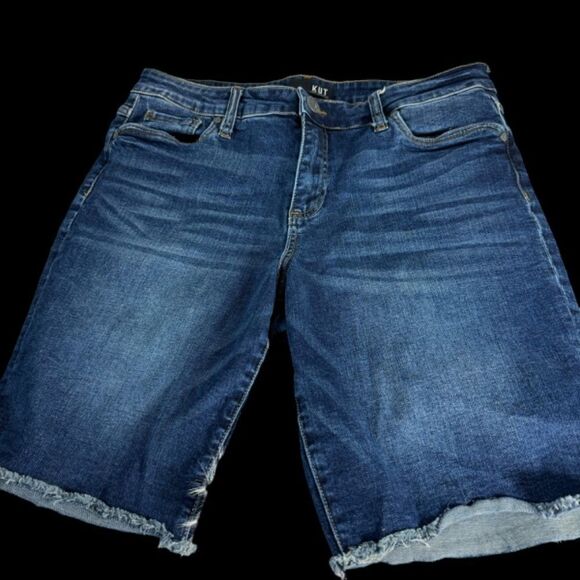 Kut From The Kloth Natalie Dark Wash Bermuda Shorts Sz 12 - Picture 2 of 9